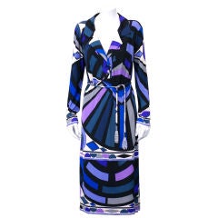 Vintage Pucci Purple/Black Silk Jersey Dress w. belt