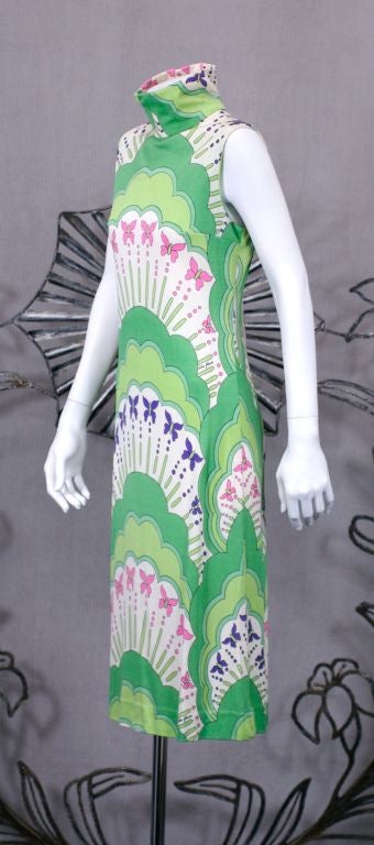 Robe à imprimé vert des années 1960 de Colin Glascoe