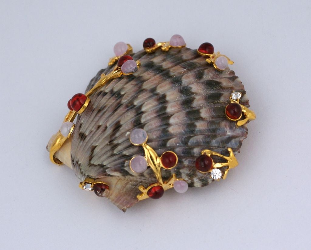 Women's MWLC Poured Glass Scallop Shell Brooch
