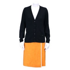 Courreges Rib Knit Black Logo Cardigan 1