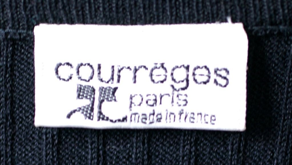 Courreges Rib Knit Black Logo Cardigan 1