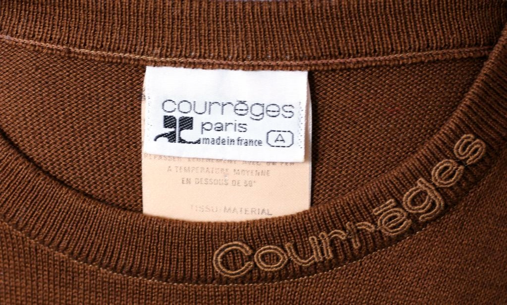 Courreges Brown Knit Logo T In Excellent Condition In New York, NY