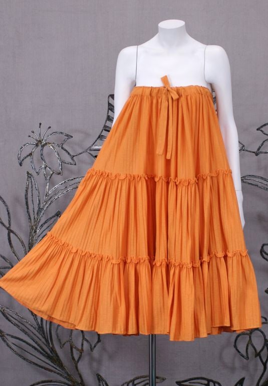 strapless orange jersey dress