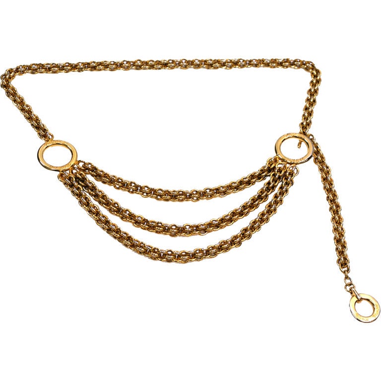 CHANEL Crystal City of Lights Letter Gold Tone Waist Chain Belt