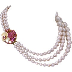 Miriam Haskell Freshwater Pearl Graduated Bead Necklace