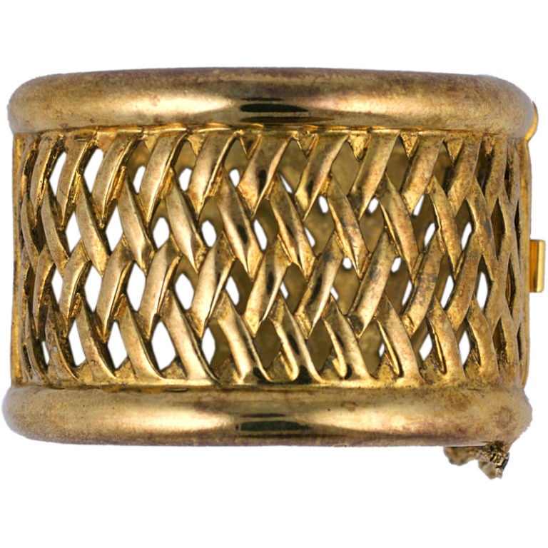 Nettie Rosenstein Gilt Sterling Basketweave Cuff