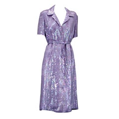 Retro Halston Iconic Lilac Sequined Shirtdress