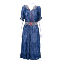 1920's Hungarian Smocked and Embroidered Day Dress