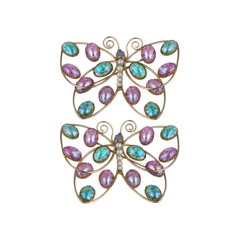 Pair of Massive Napier Butterfly Brooches For Sale at 1stDibs