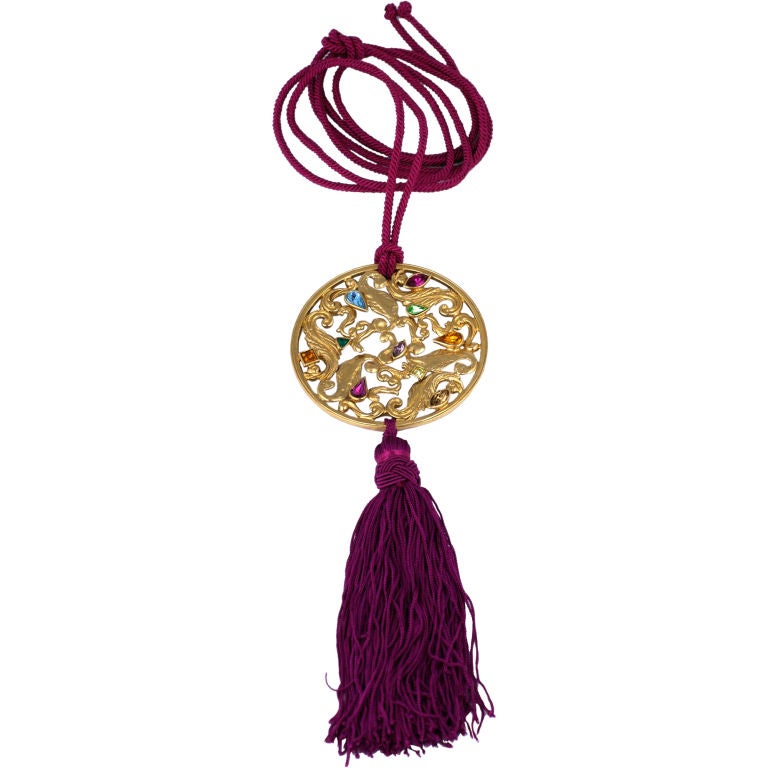 Yves Saint Laurent Jewelled Tassel Necklace For Sale