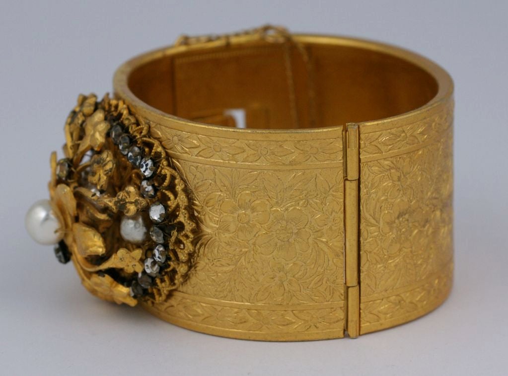 Miriam Haskell Gilt Hinged Cuff In Excellent Condition In New York, NY