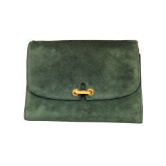 Retro Gucci Green Suede Clutch