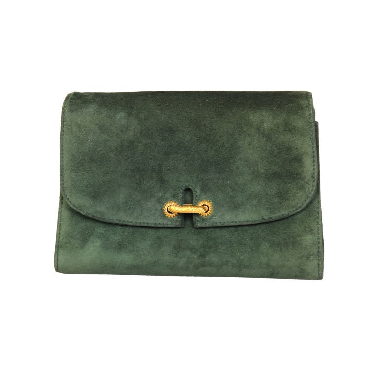 Gucci Green Suede Clutch