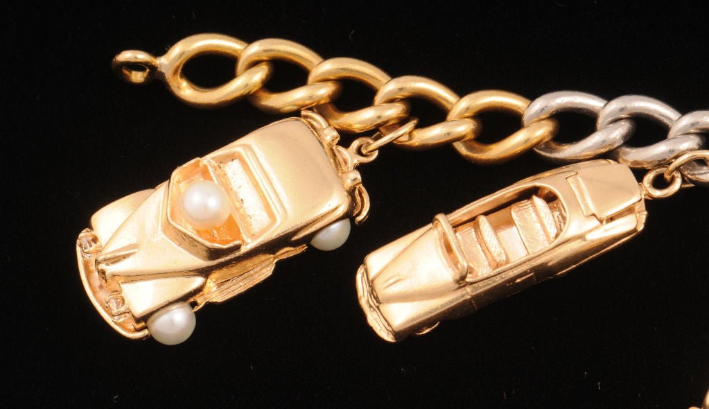 1950's Platinum and Gold Charm Bracelet 1