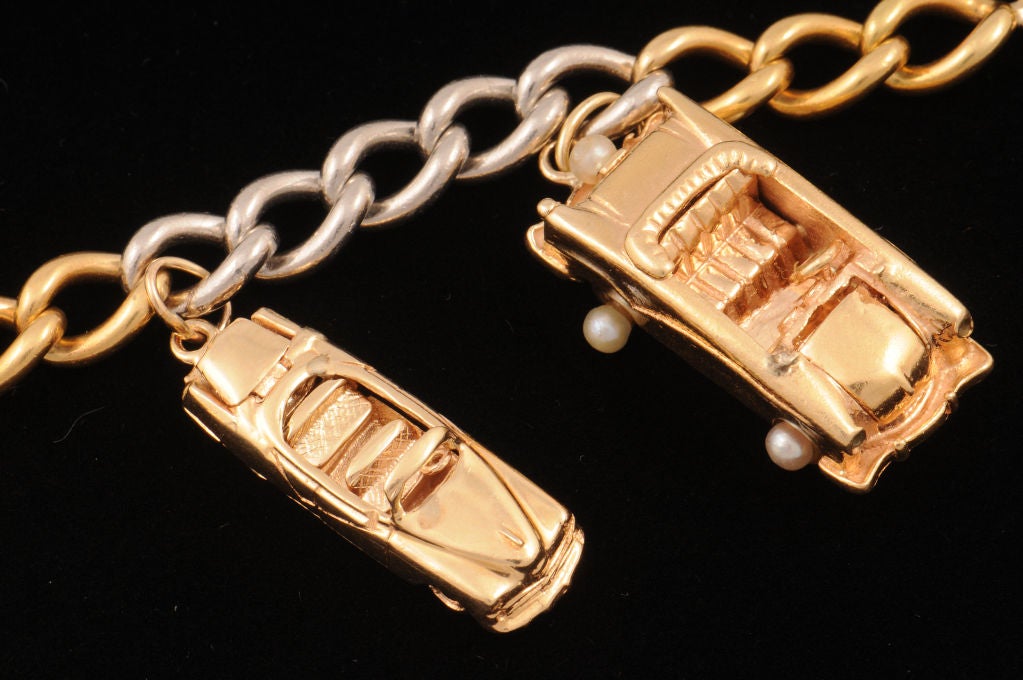 1950's Platinum and Gold Charm Bracelet 2