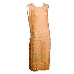 Antique 1920's Gatsby Era Beaded Cotton Dress