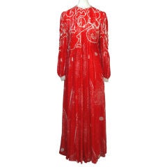 Vintage Galanos Silk Chiffon Evening Dress