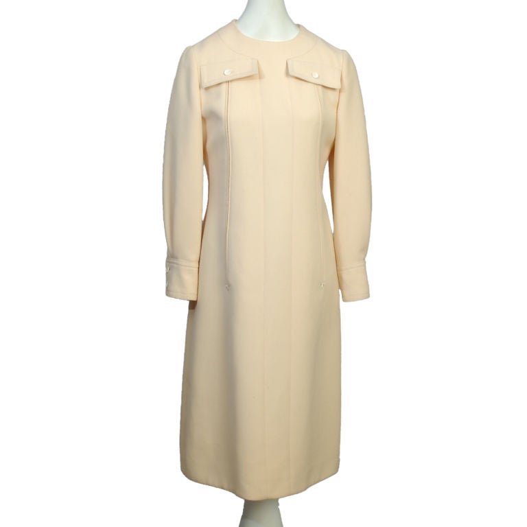 Galanos Cream Wool Dress at 1stDibs