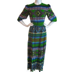 Retro Lanvin Print Maxi Dress and Matching Shawl