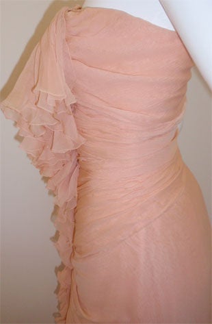 Jean Desses Peach Silk Chiffon Haute Couture Gown 4