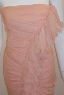 Jean Desses Peach Silk Chiffon Haute Couture Gown 3