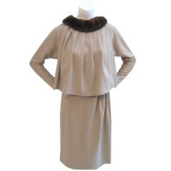 Vintage Schubert Tan Dress and Cape