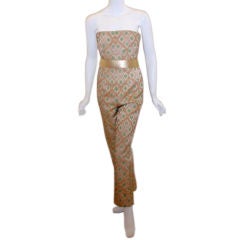 Christian Dior Gold and Green Lurex Jumpsuit