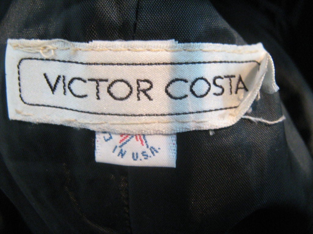 Victor Costa Black and White Gown with Feather Shoulders