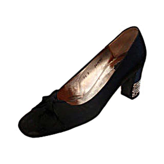Souliers Christian Dior Black Satin Rhinestone Heels, Circa 1950 For ...