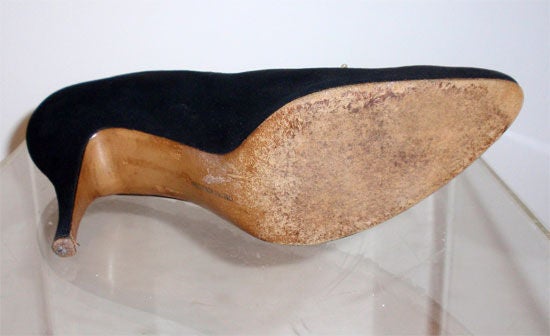 Ferragamo Black Suede Pumps, Circa 1950 6