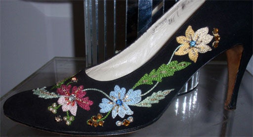 Ferragamo Black Suede Pumps, Circa 1950 2