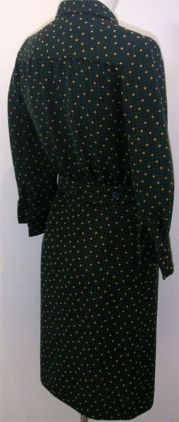 Women's GALANOS two-piece green wool skirt ensemble, Circa 1970s For Sale