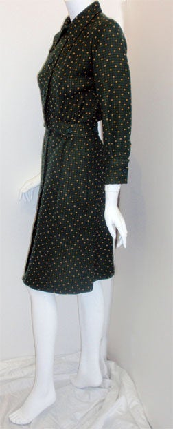 GALANOS two-piece green wool skirt ensemble, Circa 1970s In Excellent Condition For Sale In Los Angeles, CA