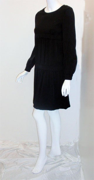Pierre Cardin Black Rayon Cocktail Dress, Circa 1960s In Good Condition For Sale In Los Angeles, CA