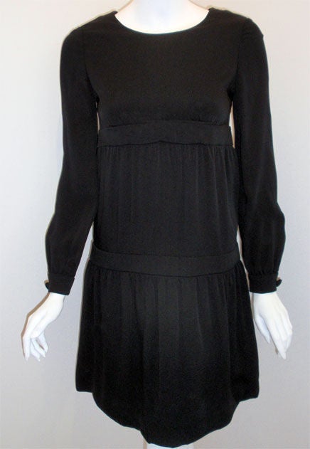 Pierre Cardin Black Rayon Cocktail Dress, Circa 1960s For Sale 1