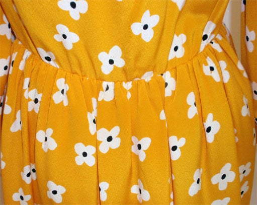 Givenchy Haute Couture yellow daisy silk day dress 4