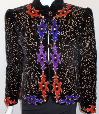 Women's Yves Saint Laurent Velvet Evening Jacket with Gold embroidery