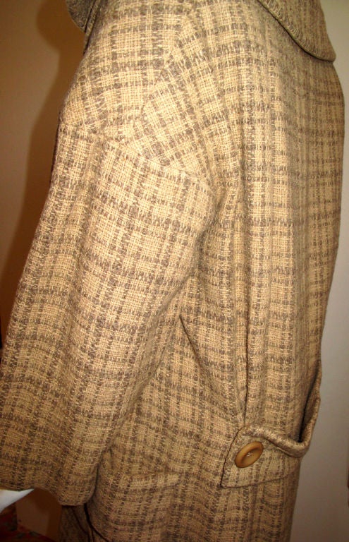 Women's Christian Dior oatmeal colored day coat, Circa late 1950s