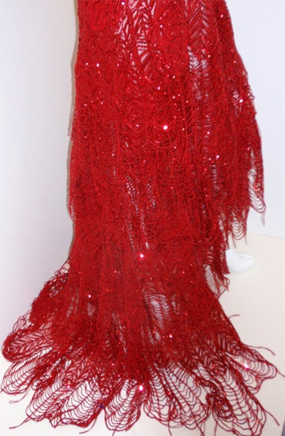 Atelier Versace Red Sequin Evening Gown, Melanie Griffith 3