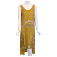 Antique French Custom made, hand-beaded cocktail dress Circa 1920s