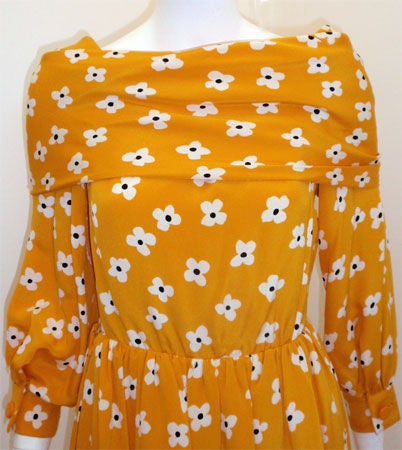 Givenchy Haute Couture yellow daisy silk day dress 3