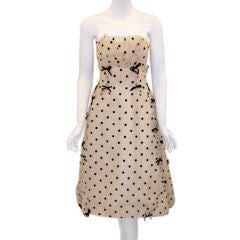 Ceil Chapman White Organza with bows, Cocktail Dress Circa 1950s