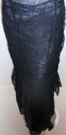 Chanel Haute Couture Black Lace Gown with bows, circa 1980 5