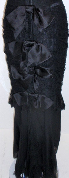 Chanel Haute Couture Black Lace Gown with bows, circa 1980 7