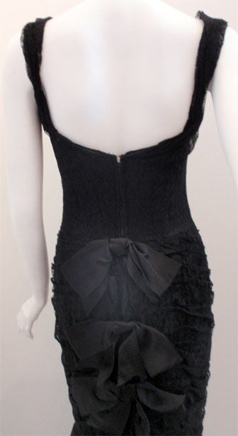 Chanel Haute Couture Black Lace Gown with bows, circa 1980 6