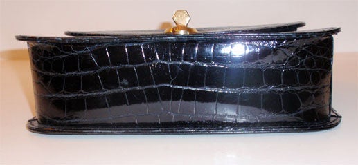 Sacha Black Alligator Handbag, Circa 1960's In Good Condition In Los Angeles, CA