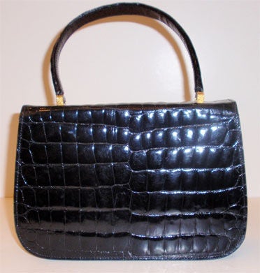 Women's Sacha Black Alligator Handbag, Circa 1960's