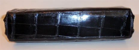 Vintage Black Alligator Handbag, Circa 1950's 4