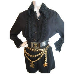 Chanel Silk Chiffon Ruffle collar blowse