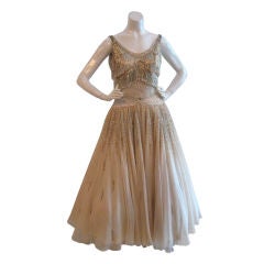 Vintage Brooks Beautiful beaded 2 piece Ivory Evening Gown